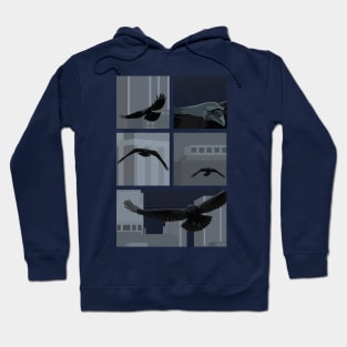 Ravens in front of Canary Wharf buildings Hoodie